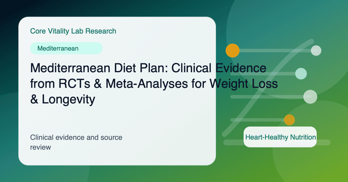 Mediterranean Diet Plan: Clinical Evidence from RCTs & Meta-Analyses for Weight Loss & Longevity